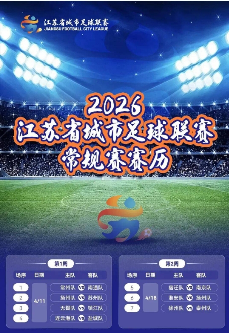 2026苏超南京队赛程出炉 赛程艰难，前四轮连遇劲敌！