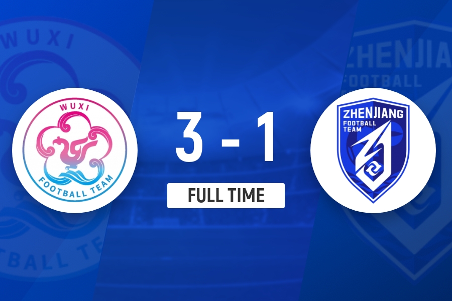 无锡3-1镇江 刘宇豪梅开二度谢志伟一条龙奔袭破门